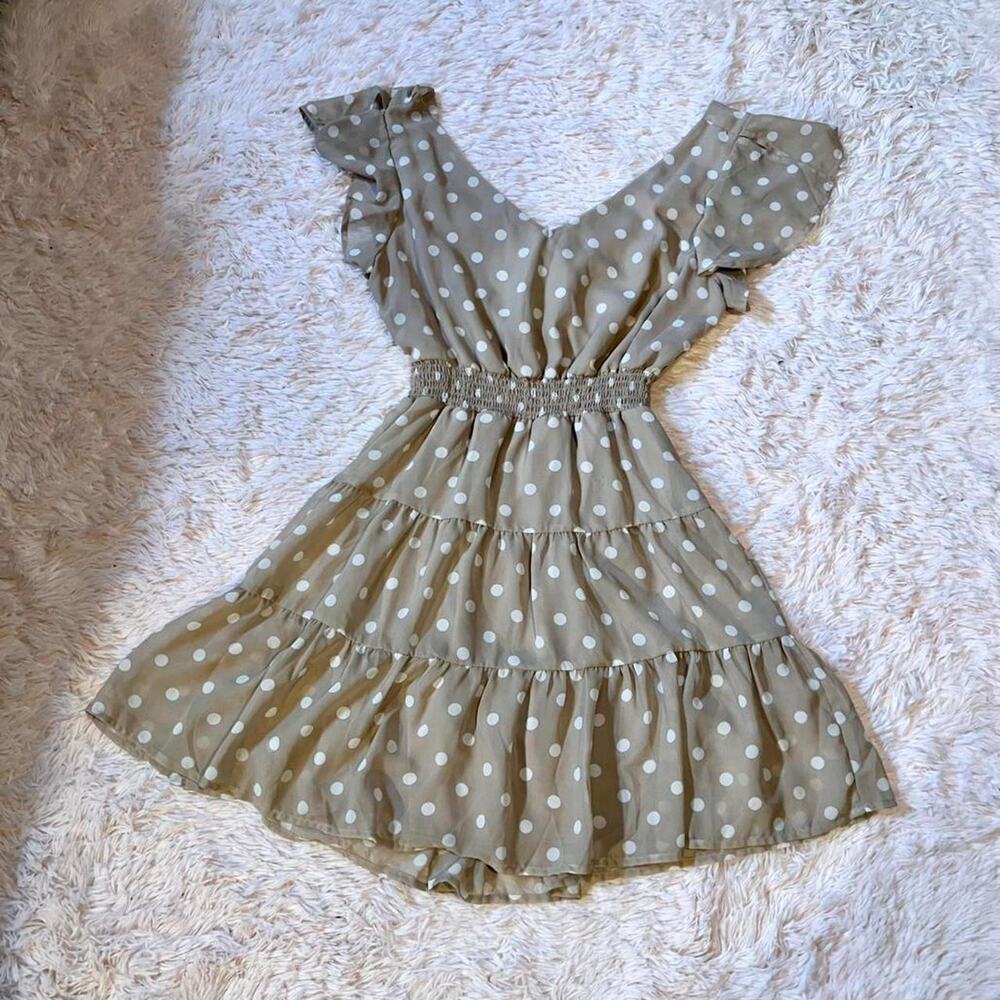 Polka Dot Coquette Cottage Core‎ Feminine Delicate Ruffle Open Back Mini Dress